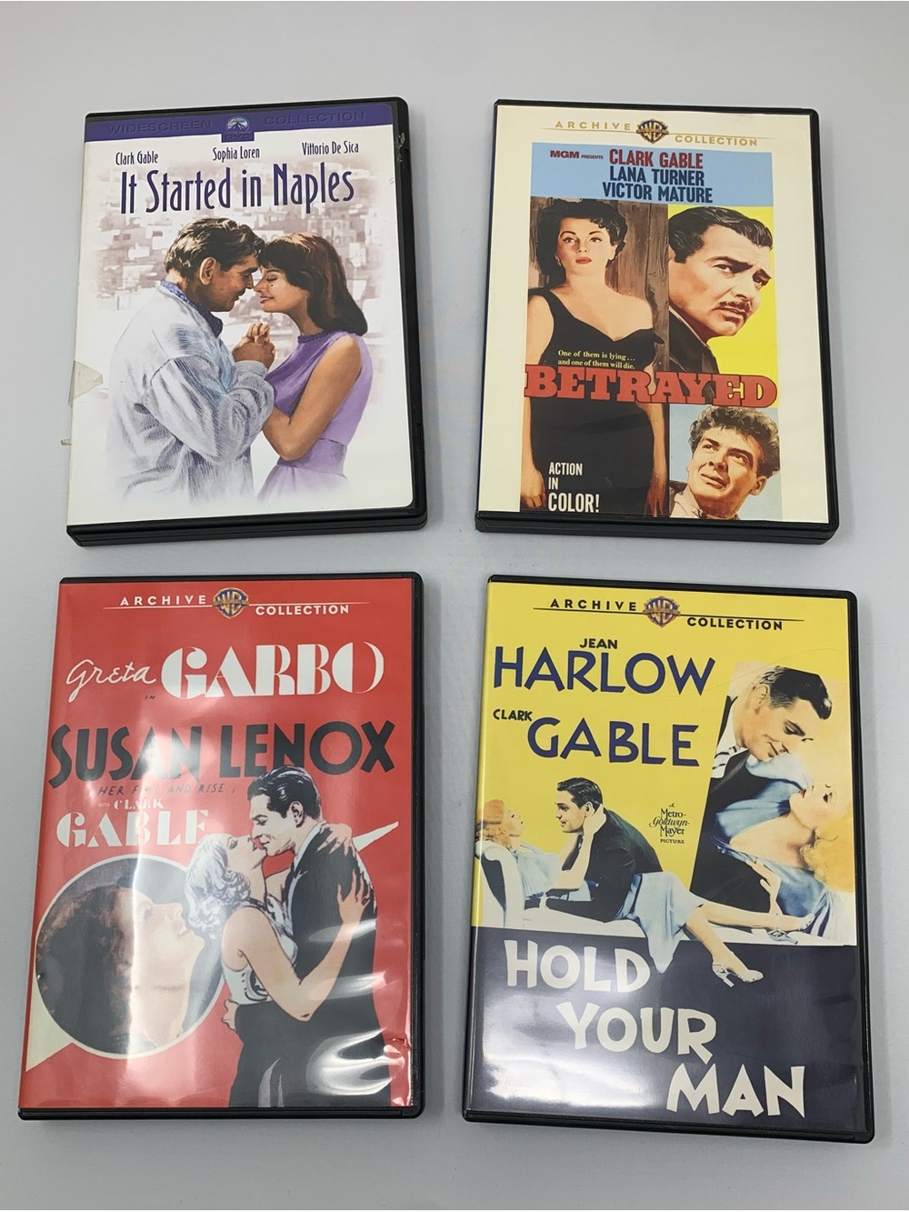 Warner Bros. Vintage Film DVD Collection of 4 DVDs with Clark Gable (pre-owned)